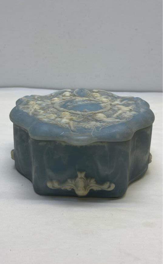Vintage Incolay Blue Stone Hinged Jewelry Keepsake Box image number 3