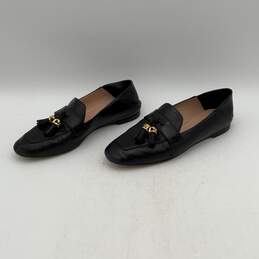 Stuart Weitzman Womens Black Gold Round Toe Slip On Loafers Shoes Size 9