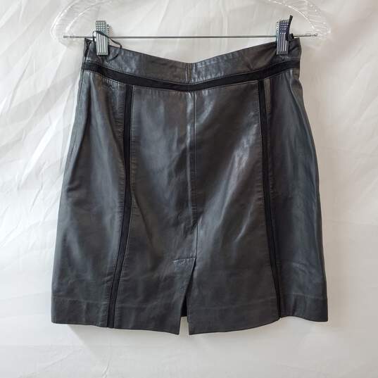 Mango Black Leather Mini Skirt image number 2