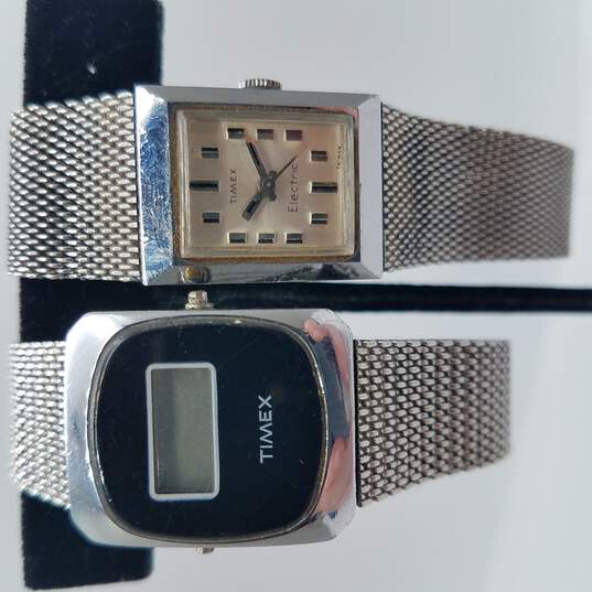 Buy the Timex Retro Rectangular Silver Toned Vintage Watch Bundle 2 Pcs |  GoodwillFinds
