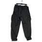 Womens Black Adjustable Elastic Waist Cuffed Hem Cargo Pants Size XL image number 2