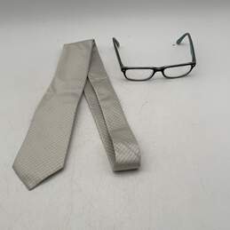Ray Ban Mens Black Blue Reading Glasses & Kenneth Cole White Check Necktie