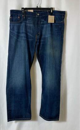 NWT Levi's 514 Mens Blue Cotton Dark Wash Mid Rise Denim Straight Jeans Sz 42X30