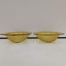 Set of 2 Vintage Amber Madrid Depression Glass Serving Bowls
