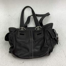 Coach Womens Shoulder Handbag Double Handle Inner Pockets Black Leather