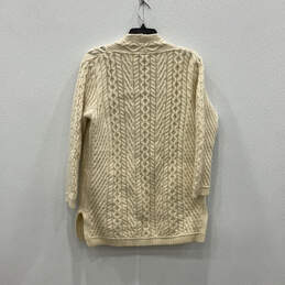 Womens Ivory Merino Wool Long Sleeve Pockets Cardigan Sweater Size Large alternative image