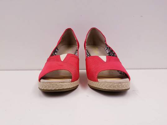 Toms Red Canvas Wedge Sandals US 7 image number 4