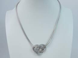 14K White Gold Woven Mesh Knot Necklace 16.8g