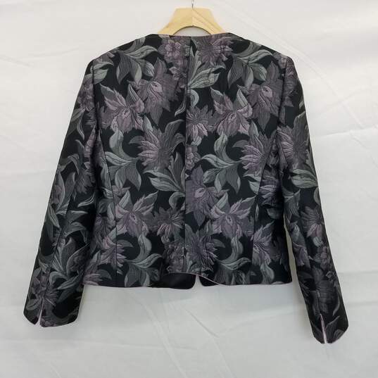 Armani Collezioni Black & Purple Floral Patterned Jacket AUTHENTICATED image number 2