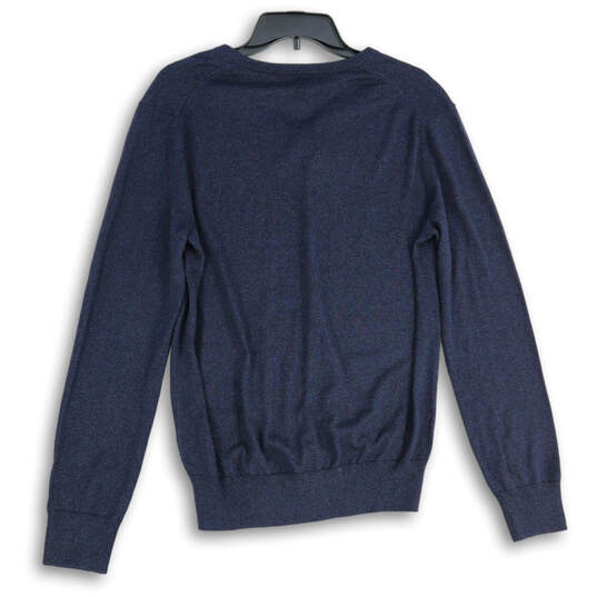 NWT Womens Navy Blue V-Neck Long Sleeve Pullover Sweater Size Medium image number 2