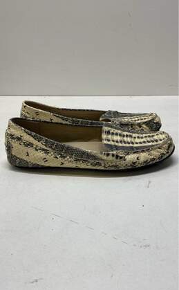Michael Kors Leather Snake Embossed Penny Loafers Beige 8.5