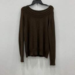 Laura Scott Womens Brown Knitted Long Sleeve Pullover Sweater Size Large