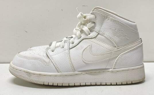 Nike Air Jordan 1 Mid Triple White Sneakers 554725-126 Size 6.5Y/8W image number 1