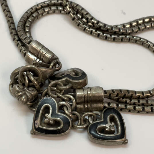 Designer Brighton Silver-Tone Multi-Strand Chain Heart Charm Bracelet image number 4