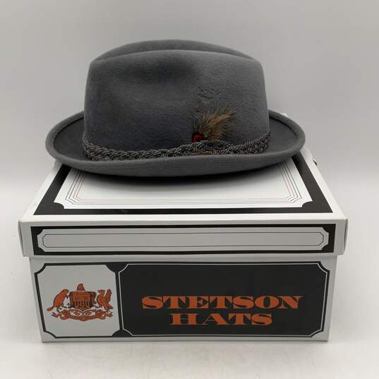 NIB Stetson Mens Gray Round Wide Brim Fitted Pork Pie Hat Size 7.75 image number 3