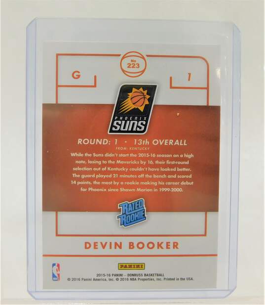 2015-16 Devin Booker Donruss Rated Rookie Phoenix Suns image number 2