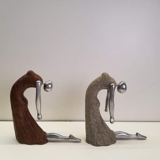 Concrete Plaster and Stainless Steel Ballerina Sculptures Set of 2 image number 3