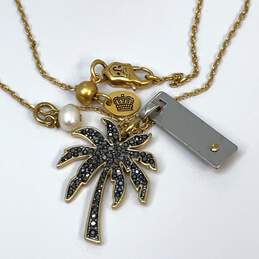 Designer Juicy Couture Gold-Tone Lobster Clasp Palm Tree Pendant Necklace