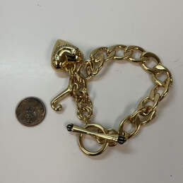 Designer Juicy Couture Gold-Tone Chain Toggle Clasp Heart Charm Bracelet alternative image