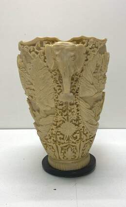 Resin Carved Vase 10.5 inch Tall Oriental Relief Handcrafted Table Vase alternative image