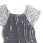 NWT Womens Black Sequins V-Neck Short Sleeve Back Zip A-Line Dress Size 14P image number 4
