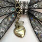 Designer Betsey Johnson Two-Tone Clear Rhinestone Mesh Bow Collar Necklace image number 4