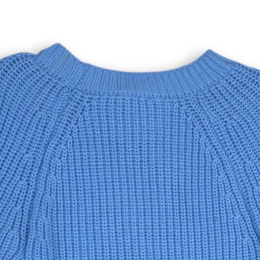 NWT Ann Taylor Womens Blue Knitted Long Sleeve Crew Neck Pullover Sweater Size S image number 4