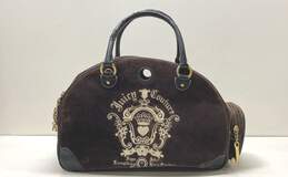 Vintage Juicy Couture Y2K Brown Velour Pet Carrier Satchel Bag