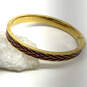 Designer J. Crew Gold-Tone Herringbone Hinged Enamel Bangle Bracelet image number 1