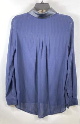 Monika Chiang Blue Striped Silk Long Sleeve Sheer Button-Up Shirt Size X-Small alternative image