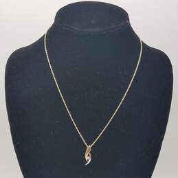 AD 14k Gold Two Tone .13 Carat Diamond Pendant Necklace 3.2g
