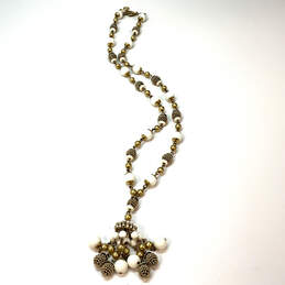 Designer J. Crew Gold-Tone Pearl Link Chain Fashionable Pendant Necklace alternative image