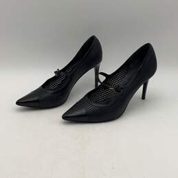 Tory Burch Womens Black Leather Pointed Toe Stiletto Pump Heels Size 8.5M alternative image