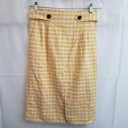 Ann Taylor yellow and white gingham pencil skirt size 0 nwt