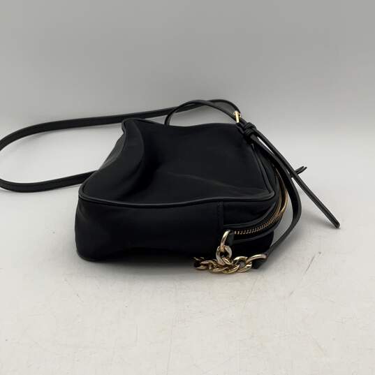Michael Kors Womens Black Gold Adjustable Strap Zipper Crossbody Bag image number 5