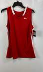 NWT Nike Womens Red Dri-Fit Stock Face-Off Sleeveless Lacrosse Jersey Size L image number 1