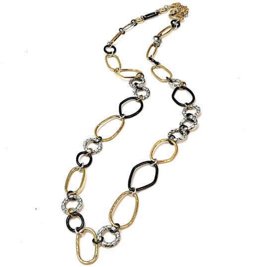 Designer Brighton Two-Tone Multiple Shape Engrave Large Link Chain Necklace image number 2