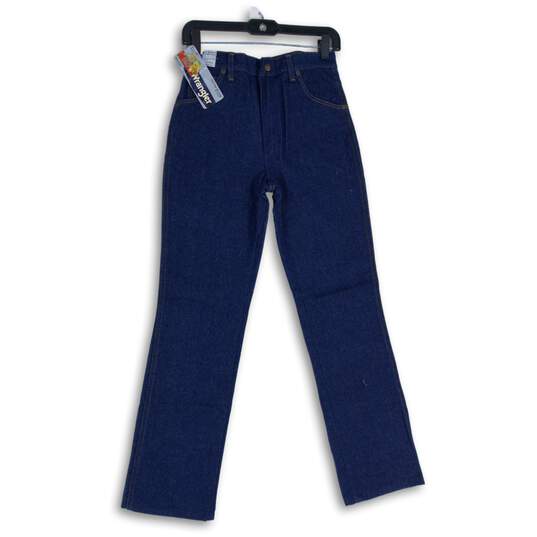 NWT Wrangler Womens Blue Denim Dark Wash 5-Pocket Design Straight Jeans Size 16R image number 1