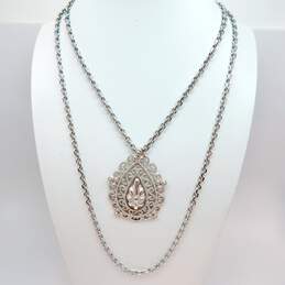 Vintage Trifari Filigree Necklace & Aurora Borealis Faux Pearl Jewelry 108.0g alternative image