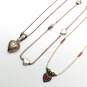 Sterling Silver Beads Heart Pendant & Station 15in - 20 1/2in Necklace Bundle 3pcs 18.6g image number 5