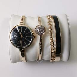 Anne Klein Women's Wristwatch & Bracelet Set w/ Black Accents.  New in box with tags. alternative image