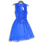 NWT Womens Blue Pleated Tie Waist Sleeveless Midi Fit & Flare Dress Size 8 image number 1
