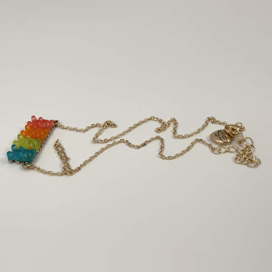 Designer Betsey Johnson Gold-Tone Multicolor Gummy Bear Pendant Necklace image number 2