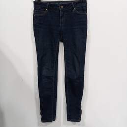 White House Black Market Women's Dark Blue The Skimmer Side Zip Jeans Size 0