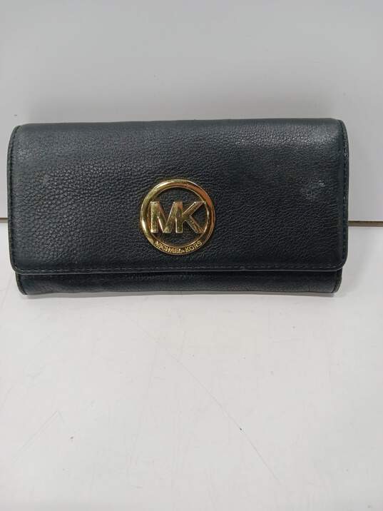Michael Kors Black Pebble Leather Envelope Wallet image number 1