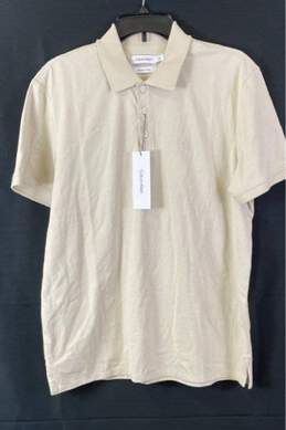 NWT Calvin Klein Mens Tan Smooth Cotton Short Sleeve Polo Shirt Size Medium