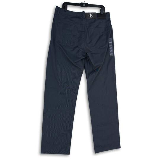NWT Calvin Klein Mens Blue Flat Front Straight Leg Chino Pants Size 36X34 image number 2