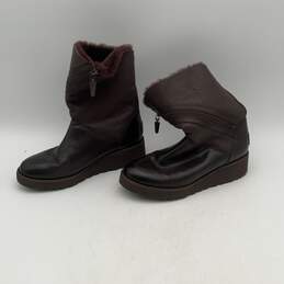 Ugg Womens Brown Leather Fur Trim Side Zip Short Winter Boots Size 5 alternative image