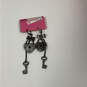 Designer Betsey Johnson Silver-Tone Heart Lock Bow Key Dangle Earrings image number 2