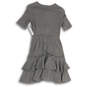 NWT Womens Gray Short Sleeve Ruffle Back Zip Mini Dress Size Medium image number 2